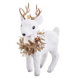 BigBuy Home Décorations de Noël Blanc Or Cerf 19 x 10 x 27 cm