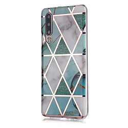 Coque en TPU motif de marbre imd souple blanc/cyan pour votre Huawei P30