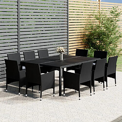 Maison Chic Mobilier à dîner 11 pcs de jardin - Ensemble table et chaises d'extérieur - Salon/Mobilier de jardin classique Résine tressée Noir -MN32028