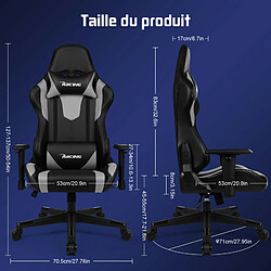 Lexzurn Chaise Gaming Résistant à 150kg, Fauteuil Gaming Inclinable 165°Châssis de l'Assise en Métal Revêtement Similicuir Réglages Ergonomiques Complets Gris pas cher