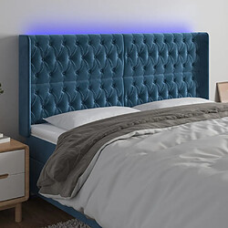 Maison Chic Tête de lit scandinave à LED,meuble de chambre Bleu foncé 183x16x118/128 cm Velours -MN24006