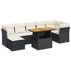 vidaXL Salon de jardin 8 pcs avec coussins noir résine tressée