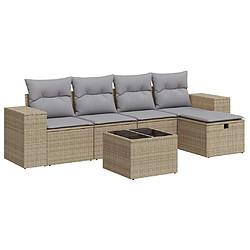 vidaXL Salon de jardin avec coussins 6 pcs beige résine tressée