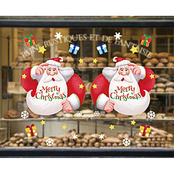 2PCS Santa Claus Stickers électrostatiques sans colle Décoration de Noël Shopping Shopping Mall Verre Fenêtre Scène Disposition