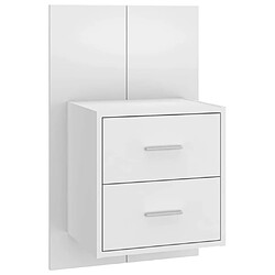 Maison Chic Table de chevet murale,Table de nuit Blanc brillant -MN36896