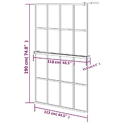 vidaXL Paroi de douche avec étagère Noir 118x190cm Verre ESG&Aluminium pas cher