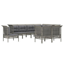 Avis Maison Chic Salon de jardin 9 pcs + coussins - Mobilier/Meubles de jardin - Table et chaises d'extérieur Gris Résine tressée -MN86389