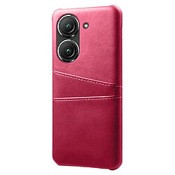 Coque en TPU + PU anti-chocs avec deux porte-cartes pour votre Asus Zenfone 9 5G - rose