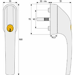 ABUS 485183 FG300 W SB poignée de fenêtre verrouillable blanc