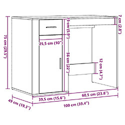 vidaXL Bureau vieux bois 100x49x75 cm bois d'ingénierie pas cher