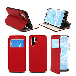 Xeptio Huawei P30 PRO Etui coque rouge pochette Slim avec fenêtre