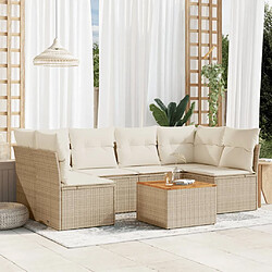 vidaXL Salon de jardin avec coussins 7 pcs beige résine tressée