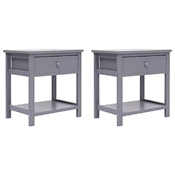 Maison Chic Lot de 2 Tables de chevet - Tables de Nuit Gris 40x29x42 cm Bois de Paulownia