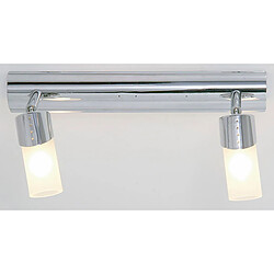 Luminaire Center Plafonnier Kopus 2 Ampoules chrome poli/verre dépoli