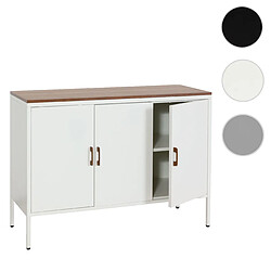 Mendler Commode HWC-L84, Armoire Buffet, 3 portes métal 90x120x40cm, mélaminé ~ blanc