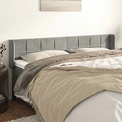 Maison Chic Tête de lit scandinave avec oreilles,meuble de chambre Gris clair 163x16x78/88 cm Velours -MN17553