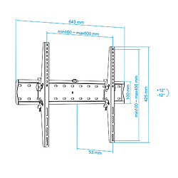 Bematik Support mural inclinable pour écran de 37 à 70 40 Kg VESA jusqu'à 600x400 mm