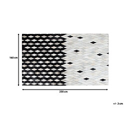 Beliani Tapis en cuir blanc et noir 160 x 230 cm MALDAN