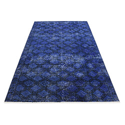 Avis Vidal Tapis de laine 221x124 Bleu Ultra Vintage