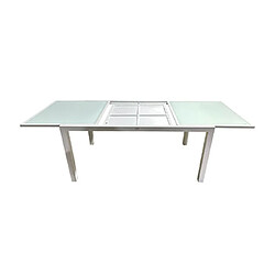 Mes Ensemble table 160/240 cm + 6 chaises + 2 fauteuils en aluminium blanc pas cher