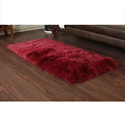 Avis tapis en peau de mouton artificielle moelleux tapis de sol à la maison siège moelleux coussin vin rouge