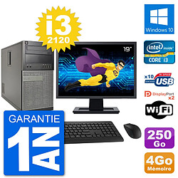 PC Tour Dell 7010 Ecran 19" Intel i3-2120 RAM 4Go Disque 250Go Windows 10 Wifi - Occasion