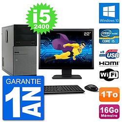 PC Dell 3010 MT Ecran 22" i5-2400 RAM 16Go Disque Dur 1To HDMI Windows 10 Wifi - Occasion