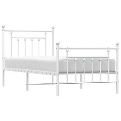 Avis vidaXL Cadre de lit métal sans matelas avec pied de lit blanc 90x190cm