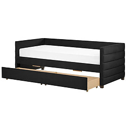 Beliani Lit gigogne en velours 90 x 200 cm noir MARRAY