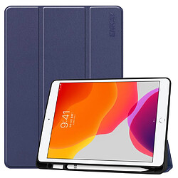 Etui en PU avec support tripliure et porte-stylo bleu foncé pour votre Apple iPad 10.2 (2019)