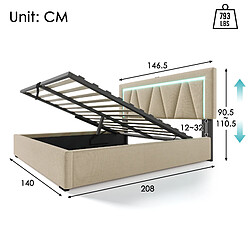 Avis KOMHTOM Avec fonction de chargement USB type C et éclairage LED, lit double 160x200 pour adolescents (sans matelas)