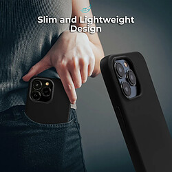 Moozy Lifestyle. Coque en silicone pour iPhone 14 Pro, noir – Coque légère en silicone liquide avec finition mate et doublure en microfibre douce, coque en silicone de qualité supérieure