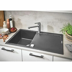 Evier de cuisine composite avec égouttoir GROHE K500 - 860 x 500 mm - Réversible - Vidage pratique - Siphon + bonde inclus - 31644AT0