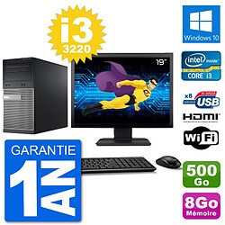 PC Dell 3010 MT Ecran 19" i3-3220 RAM 8Go Disque Dur 500Go HDMI Windows 10 Wifi - Occasion