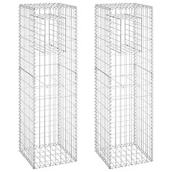 vidaXL Poteaux à panier de gabion 2 pcs 40x40x140 cm Fer