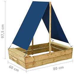 vidaXL Bac à sable avec toit 80x60x97,5 cm Bois de pin imprégné pas cher