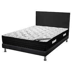 Ebac Matelas+Sommier+Tete SR9 Deco 140x190 Black Mattress - H. 25 cm - Soutien équilibré 