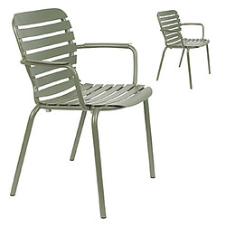 Mes Lot de 2 chaises de jardin avec accoudoirs en aluminium vert - VONDEL