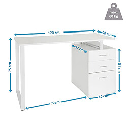 Acheter Bureau / Bureau multimédia EASY WORK V 120 x 50 cm avec piédestal blanc hjh OFFICE