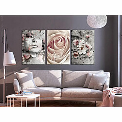 Paris Prix Tableau Imprimé Floral Smile 3 Panneaux 60x120cm