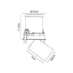 Inspired Projecteur pivotant encastré rétractable, 12W, 4000K, 1080lm, blanc mat et noir, découpe 95 mm