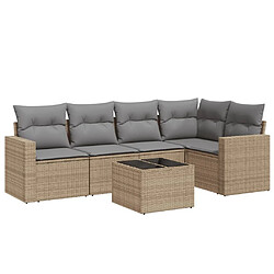 Maison Chic Salon de jardin avec coussins 6 pcs | Ensemble de Table et chaises | Mobilier d'Extérieur beige résine tressée -GKD32590