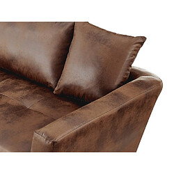 Vente-Unique Canapé d'angle gauche convertible en microfibre vieillie marron ROMANE II pas cher