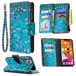 Etui en PU fermeture à glissière d'impression de modèle fleur de prunier pour votre Apple iPhone 11 Pro Max 6.5 pouces