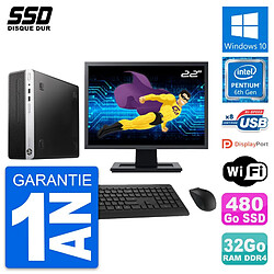 PC HP ProDesk 400 G4 SFF Ecran 22" G4400 RAM 32Go SSD 480Go Windows 10 Wifi - Occasion