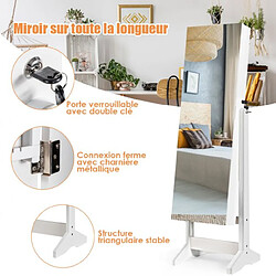 Acheter Helloshop26 Armoire à bijoux sur pied avec miroir inclinable serrure doublure et divers espaces de rangement 41 x 36,5 x 146 cm blanc 20_0001693