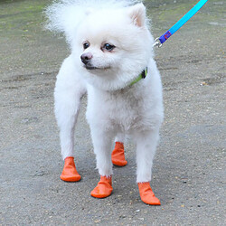 Bottes De Pluie Pour Chien Chaussures De Neige Imperméables Protecteur De Patte Chaussons D'extérieur Orange L pas cher