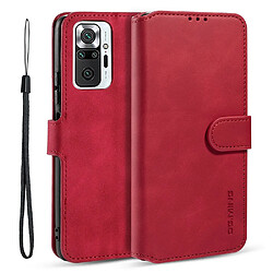 Dg.Ming Etui en PU Style rétro avec support rouge pour votre Xiaomi Redmi Note 10 Pro