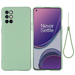 Coque en silicone plaine avec sangle vert pour votre OnePlus 8T