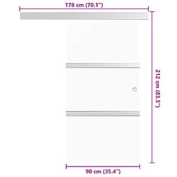 vidaXL Porte coulissante Verre ESG et aluminium 90x205 cm Argenté pas cher